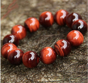 Pulsera de Ojo de Tigre de tonalidad rojo oscuro