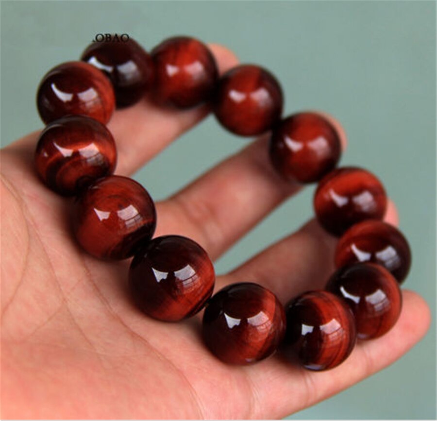 Pulsera de Ojo de Tigre de tonalidad rojo oscuro