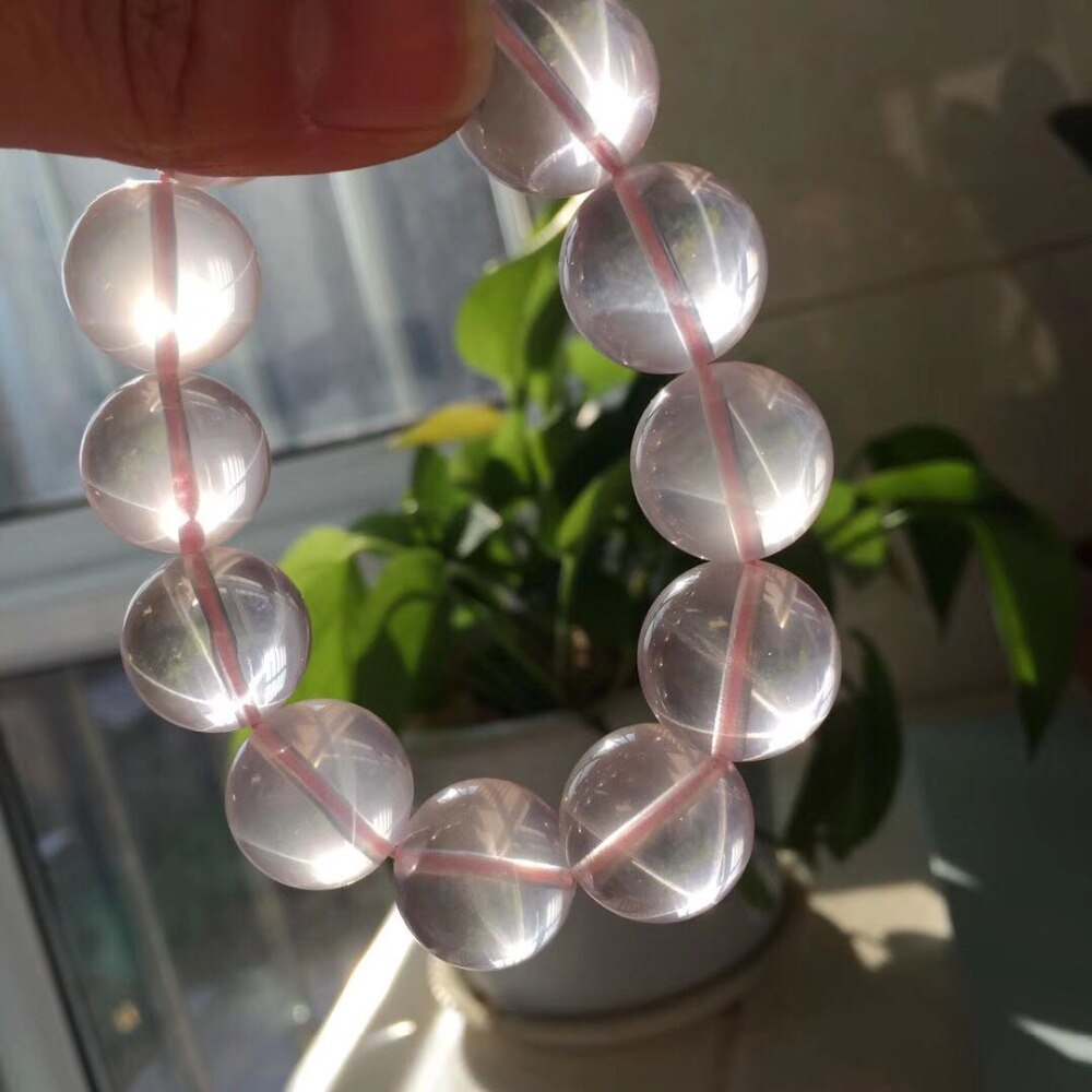 Pulsera de perlas de cuarzo rosa