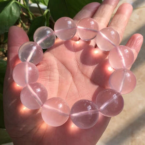 Pulsera de perlas de cuarzo rosa