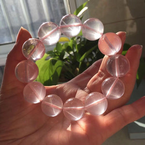 Pulsera de perlas de cuarzo rosa