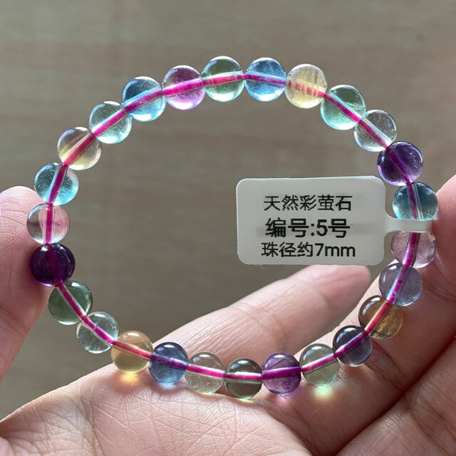 Brazalete con perlas de fluorita con variaciones de color