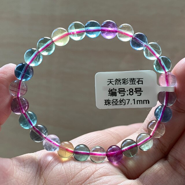 Brazalete con perlas de fluorita con variaciones de color