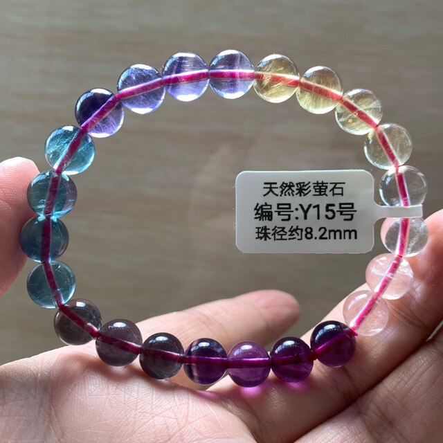 Brazalete con perlas de fluorita con variaciones de color