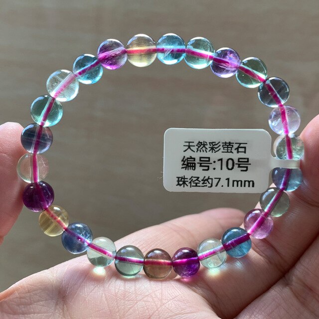 Brazalete con perlas de fluorita con variaciones de color