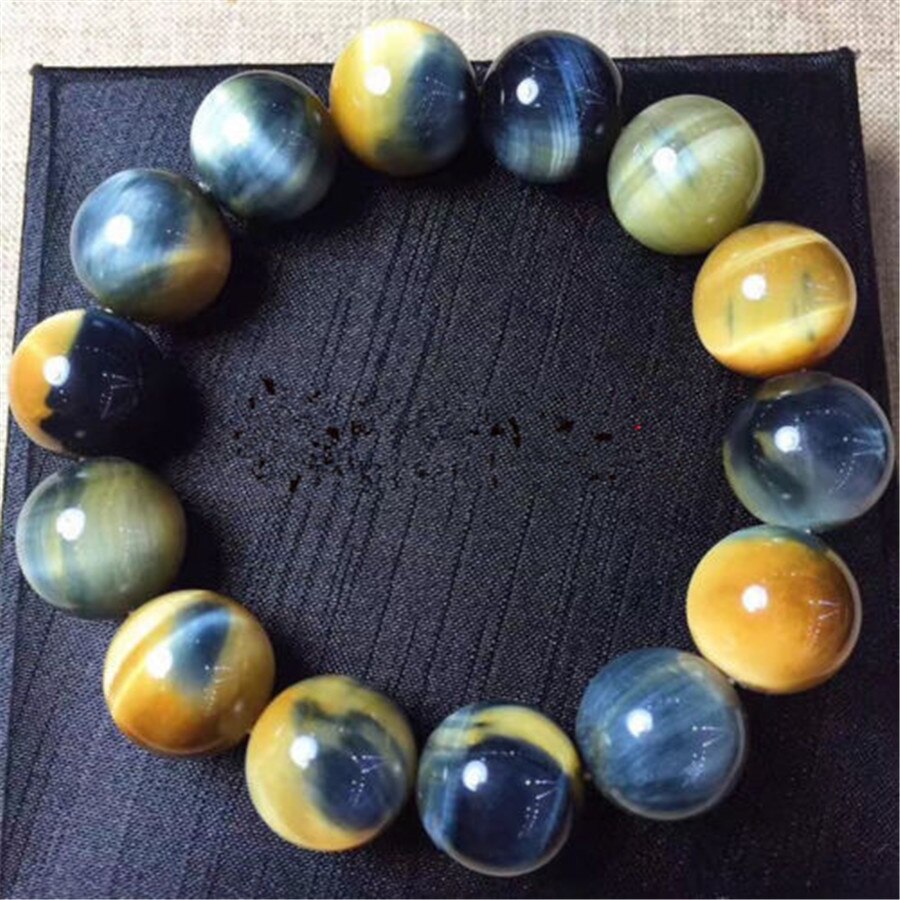 Pulsera de color de Ojo de tigre azul/oro natural